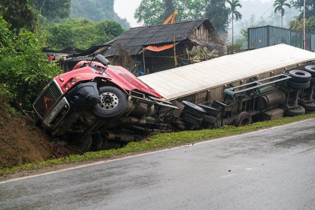 Accident On Mountainous Road, Motor Vehicle Accident, Car Wreck.